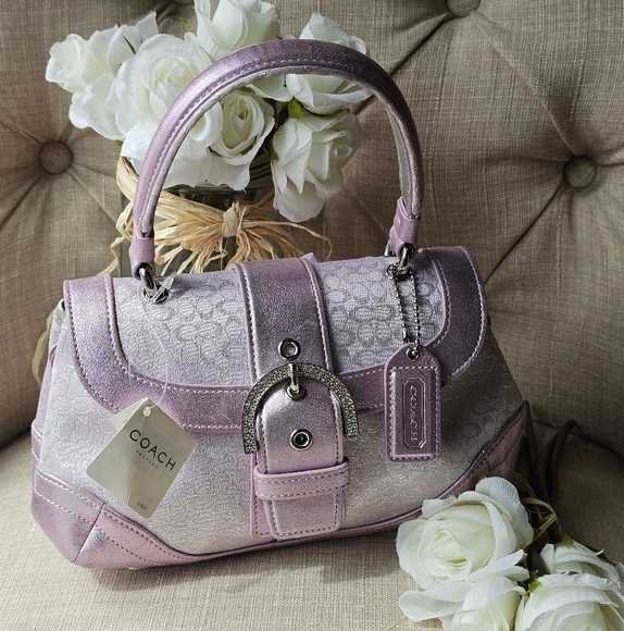 Sold- Vintage Coach Signature Lurex & Swarovski Crystal Top-Handle Bag / Purse - Picture 3 of 15